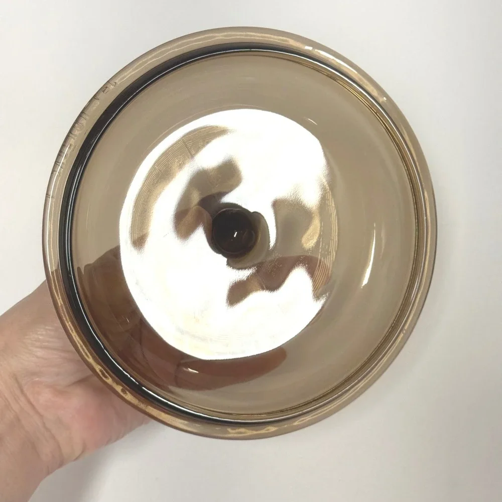 Pyrex Visions V-1-C Amber Glass Replacement Lid 6 Inch Brown Transparent